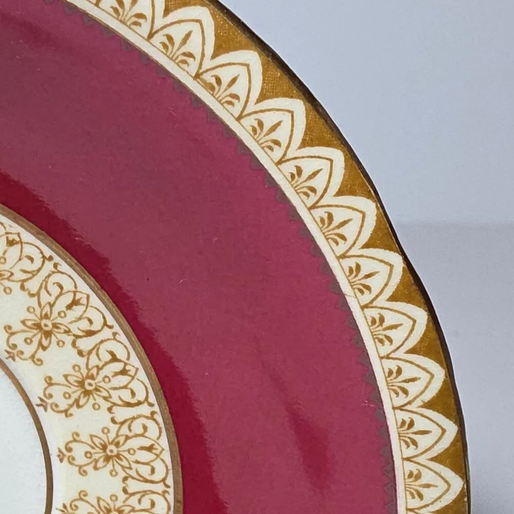 Aynsley Teacup and Saucer Burgundy Vintage